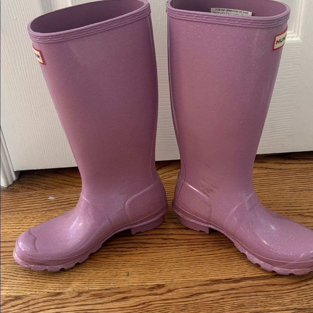 Hunter Lavender Sparkly Rain Boots big kid size 4/5 - Picture 7 of 7